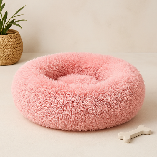Lit apaisant en forme de beignet pour chiens et chats